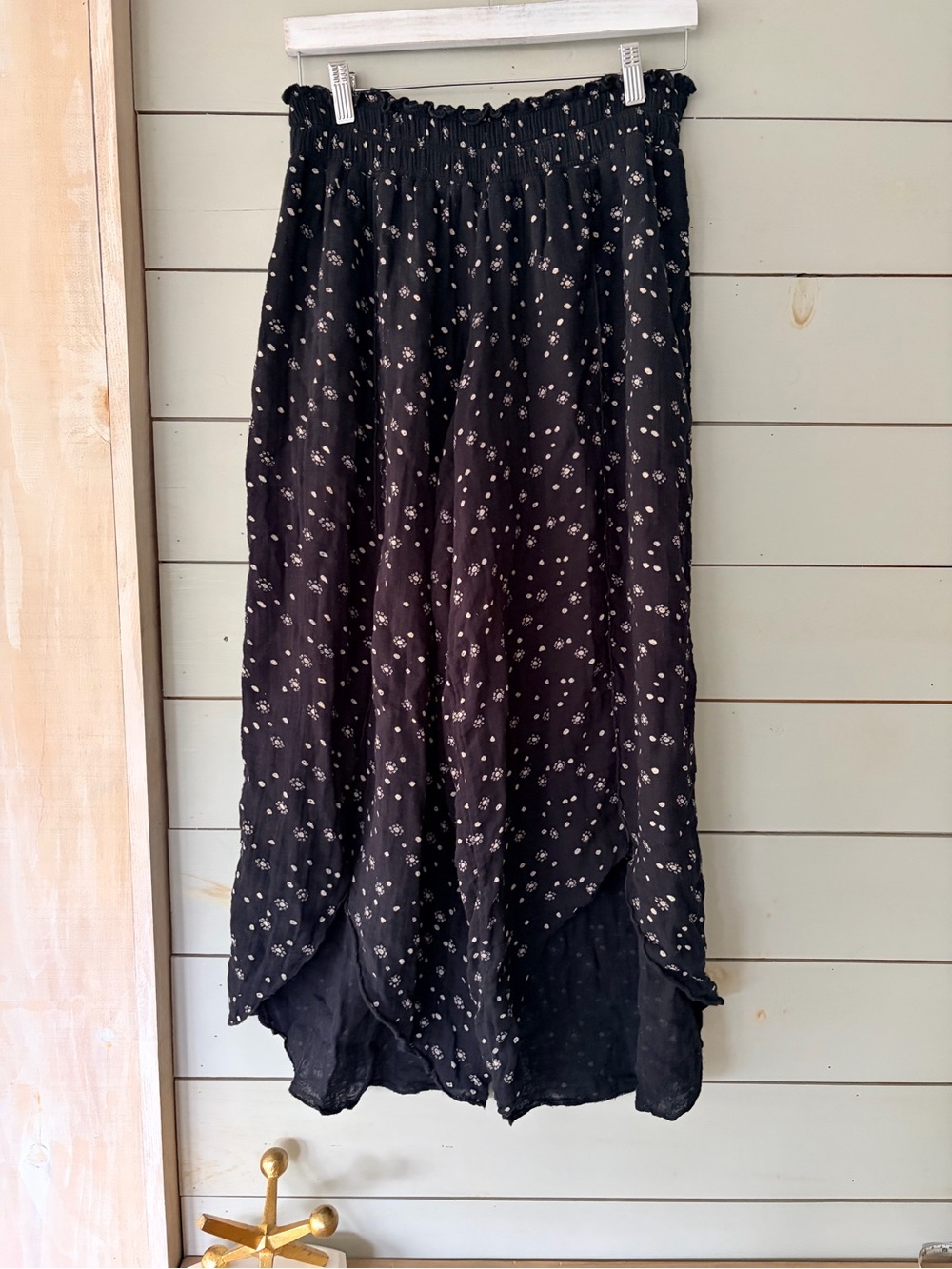 Free People Out From Under Floral Wide Leg Pants Black M